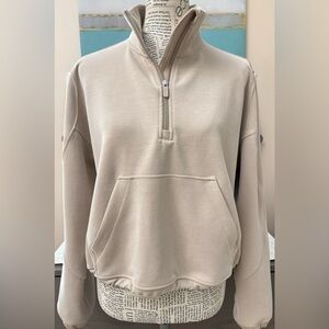 Women’s LULULEMON Sweatshirt Cropped 1/3 Zip Funnel Neck Sweater 10